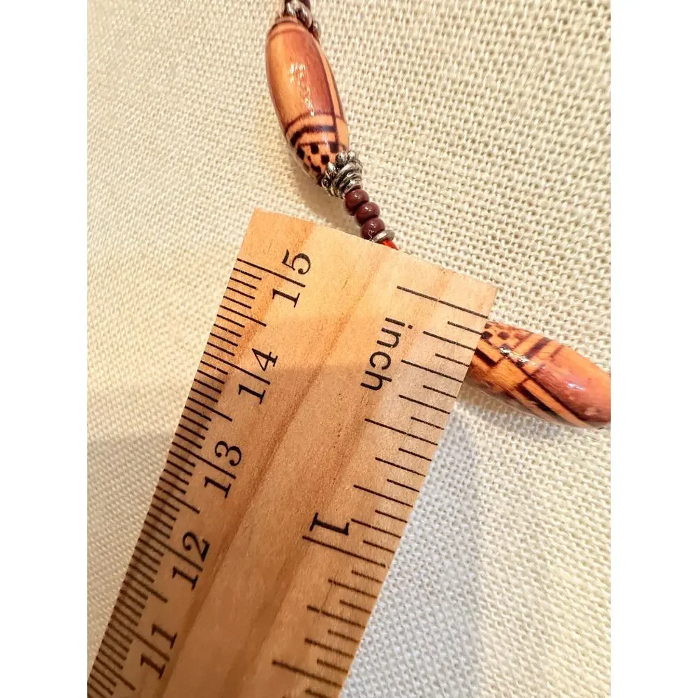 Vintage Brown Beaded Tribal Style Necklace 18”